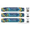 Bilevel Commuter Cab Car & 2 Coach Set - Ready to Run -- TriRail Set 2 504, 1007, 1010 (dark blue, light blue, orange, green), N