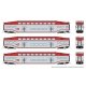 Bilevel Commuter Cab Car & 2 Coach Set - Ready to Run -- CalTrain Set 1 119, 231, 234 (silver, red), N, Rapido Trains Inc 546007