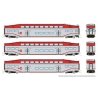 Bilevel Commuter Cab Car & 2 Coach Set - Ready to Run -- CalTrain Set 1 119, 231, 234 (silver, red), N, Rapido Trains Inc 546007