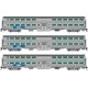 Budd Gallery Commuter Coach 3-Pack - Ready to Run -- Metra 762, 767, 773 (stainless, blue, white, BNSF Wedge & RTA, CB&Q), N, Ra