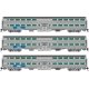 Budd Gallery Commuter Coach 3-Pack - Ready to Run -- Metra 763, 778, 820 (stainless, blue, white, BNSF Circle & RTA Logos), N, R