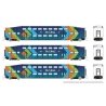 Bilevel Commuter Coach 3-Pack - Ready to Run -- TriRail 1001, 1006, 1012 (dark blue, light blue, orange, green), N, Rapido Train