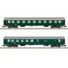 Type Y/B 2nd Class Combine, 1st Class Coach Set - Ready to Run - Minitrix -- Czech Railroad CD (Era V 1968, green, gray), N, Tri