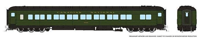 Canadian Car & Foundry Balloon-Top Coach - Ready to Run -- Canadian National 5214 (green, black), HO, Rapido Trains Inc 125003