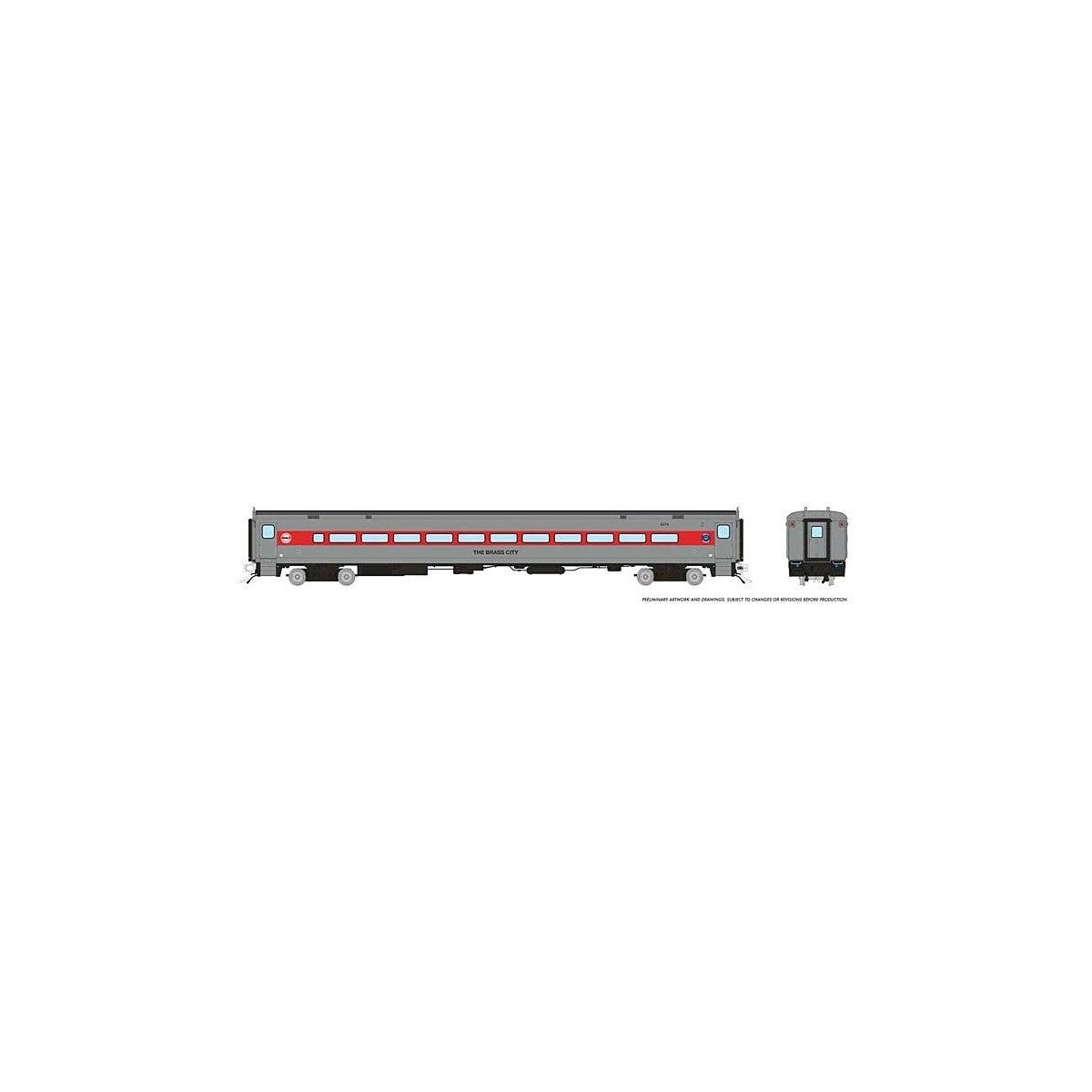 P-S Comet Commuter Coach - Ready to Run -- Connecticut DOT 6274 (Late Scheme, silver, red), HO, Rapido Trains Inc 128535