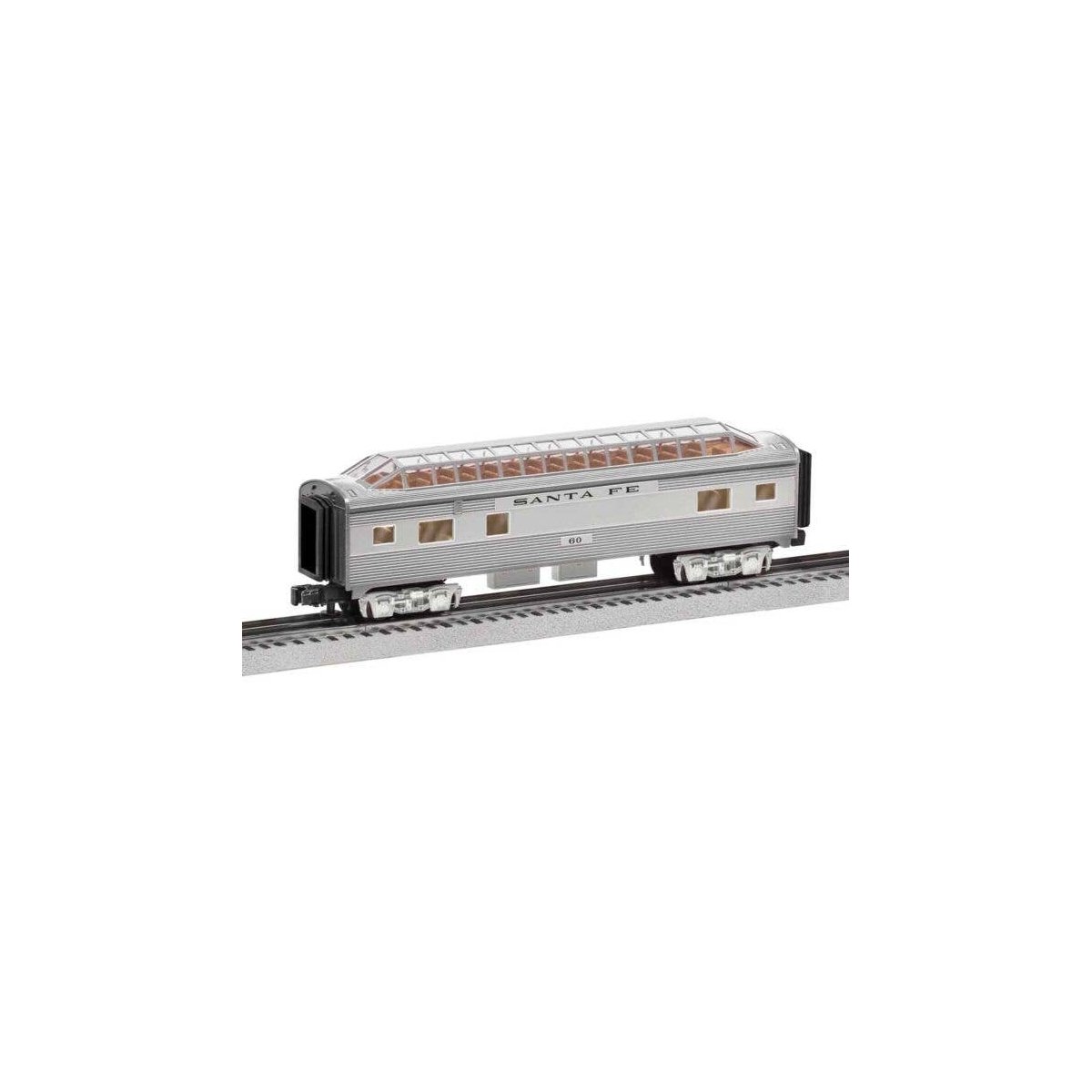 13′ Full-Length Dome Car - 3-Rail - Ready to Run -- Santa Fe 60 (silver, black), O, Lionel 2427640