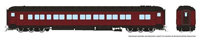 Canadian Car & Foundry Balloon-Top Coach - Ready to Run -- Painted, Unlettered (Tuscan, black), HO, Rapido Trains Inc 125098
