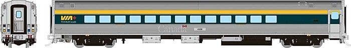 Budd Small-Window Coach - Ready to Run -- VIA Rail Canada 4108 (2020s Scheme, stainless, gray, yellow, Canada Letteri, HO, Rapid