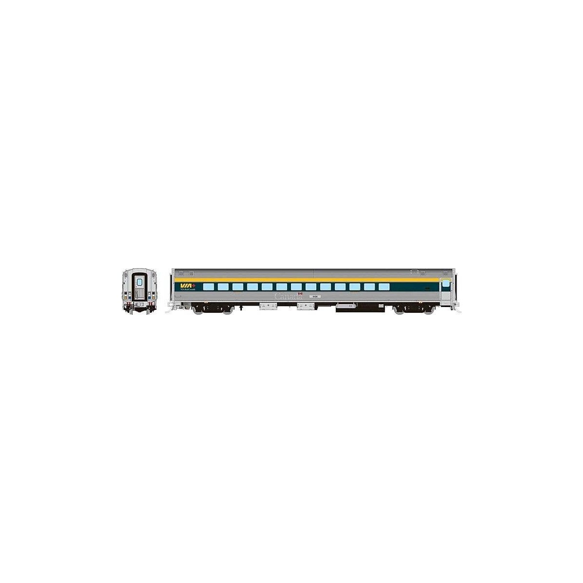 Budd Small-Window Coach - Ready to Run -- VIA Rail Canada 4105 (2020s Scheme, stainless, gray, yellow, Canada Letteri, HO, Rapid