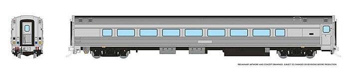 HO VIA HEP2 Coach: Painted, Unlettered -- Painted, Unlettered (stainless steel finish), HO, Rapido Trains Inc 115098