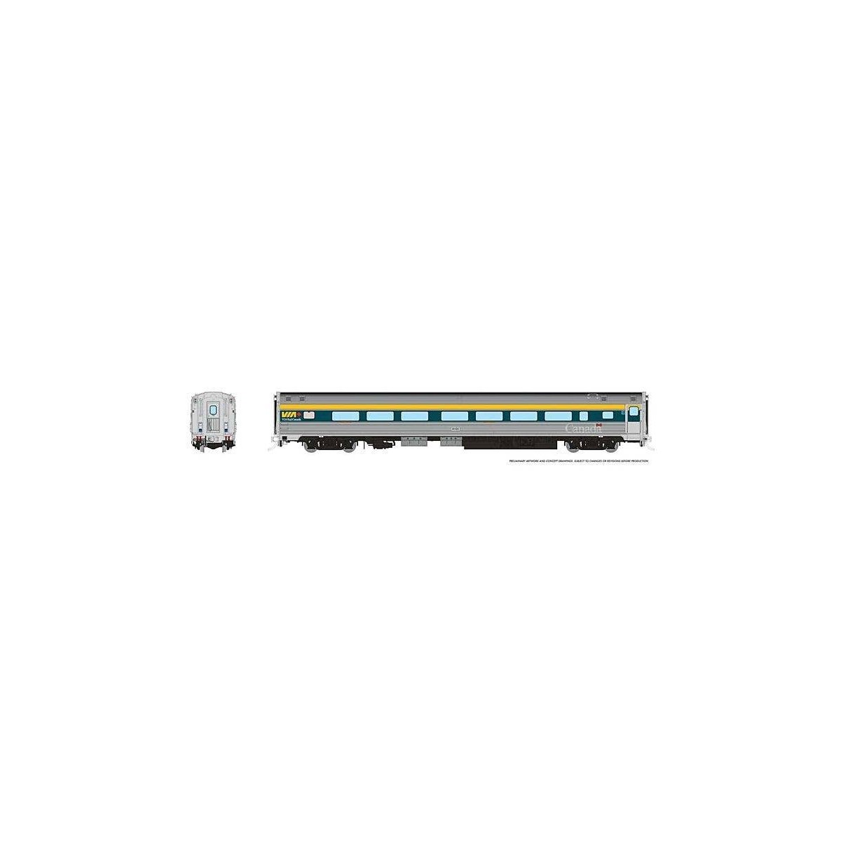 Budd Coach with HEP - Ready to Run -- VIA Rail Canada 8109 (2022 Scheme, stainless, teal, yellow, Large Canada), HO, Rapido Trai