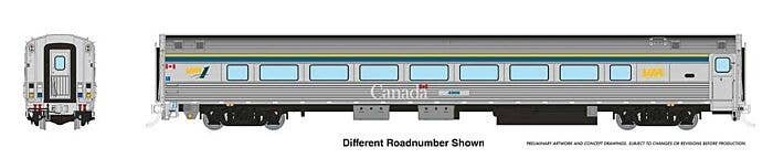 Budd Coach with HEP2 - Ready to Run -- VIA Rail Canada 4008 (HEP2 VIA 1 Club Scheme, stainless, blue, yellow, Larg, HO, Rapido T