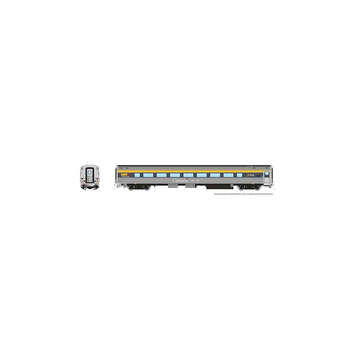 Budd Coach with HEP2 - Ready to Run -- VIA Rail Canada 4003 (2022 Scheme, stainless, gray, yellow, Large Canada), HO, Rapido Tra
