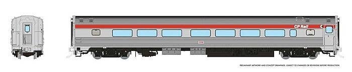 Budd Coach - Ready to Run -- Canadian Pacific 125 (stainless, Action red, Multimark Logo), HO, Rapido Trains Inc 115109