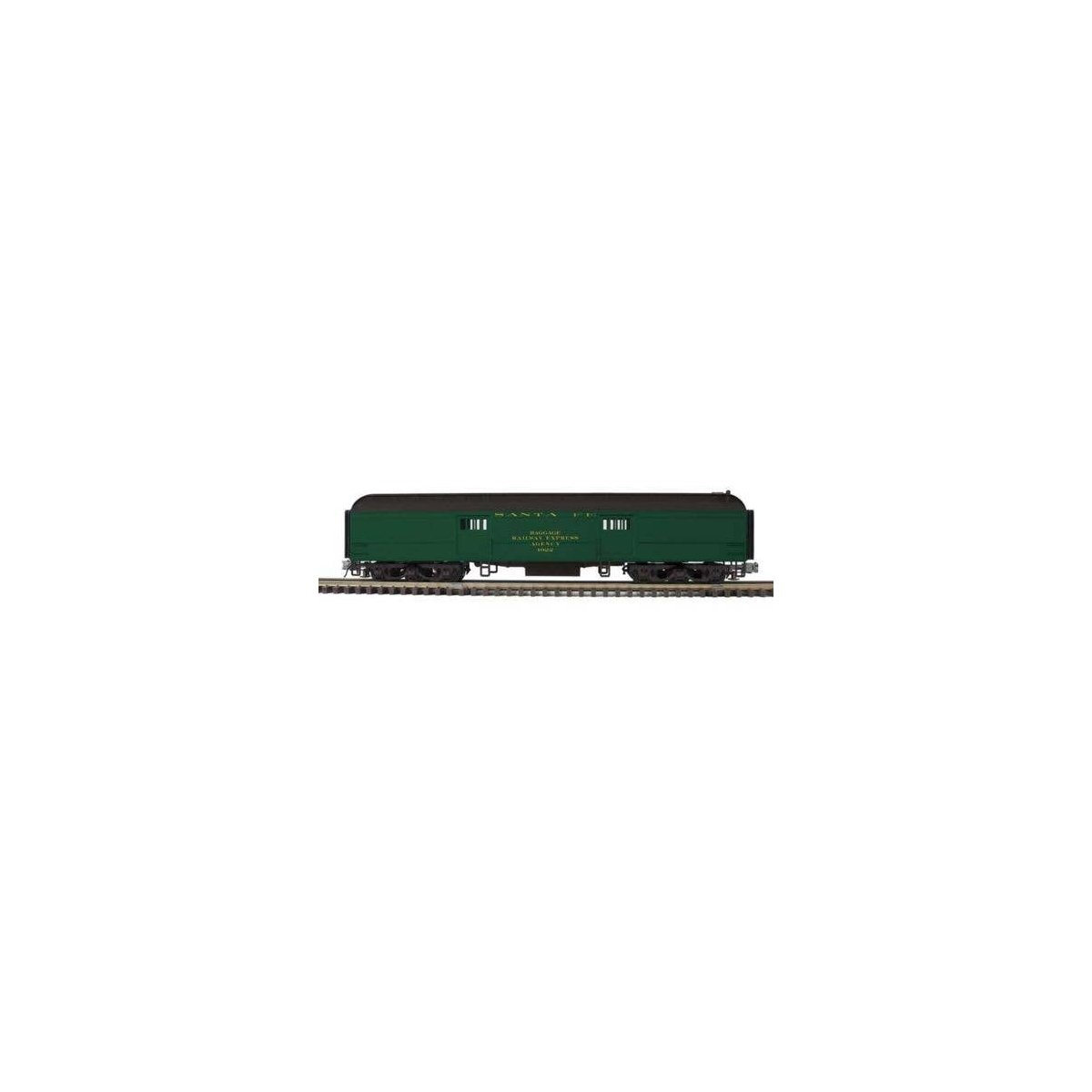 60′ Heavyweight Baggage - 2-Rail - Ready to Run - Trainman(R) -- Santa Fe (Pullman Green, black), O, Atlas O 2001380