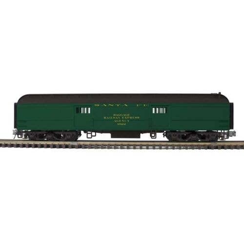 60′ Heavyweight Baggage - 2-Rail - Ready to Run - Trainman(R) -- Santa Fe (Pullman Green, black), O, Atlas O 2001380