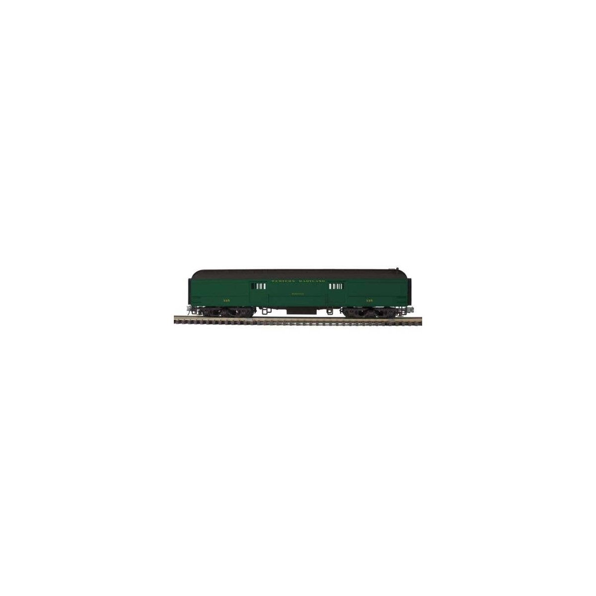 60′ Heavyweight Baggage - 2-Rail - Ready to Run - Trainman(R) -- Western Maryland (Pullman Green, black), O, Atlas O 2001381