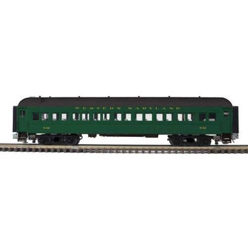 60′ Heavyweight Coach - 2-Rail - Ready to Run - Trainman(R) -- Western Maryland (Pullman Green, black), O, Atlas O 2001291