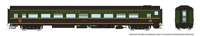 CC&F Lightweight Coach - Ready to Run - Super Continental Line(TM) -- Canadian National 5598 (green, black, yellow), HO, Rapido 