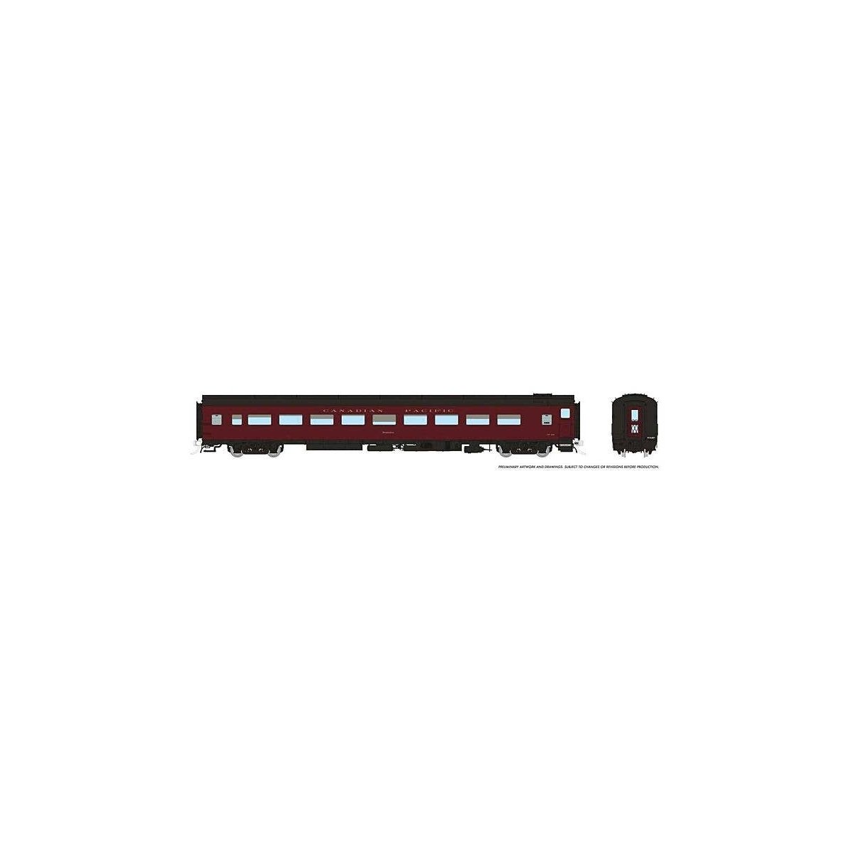 CC&F Lightweight Coach - Ready to Run - Super Continental Line(TM) -- Canadian Pacific 101 `Dominion` (maroon, black), HO, Rapid