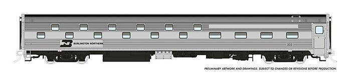 Budd Slumbercoach - Ready to Run -- Burlington Northern 1489 Loch Rannoch (stainless, black), HO, Rapido Trains Inc 141015