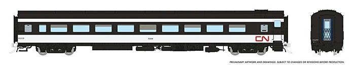 CC&F Lightweight Coach - Ready to Run - Super Continental Line(TM) -- Canadian National 5599 (white, black, red Noodle Logo), HO