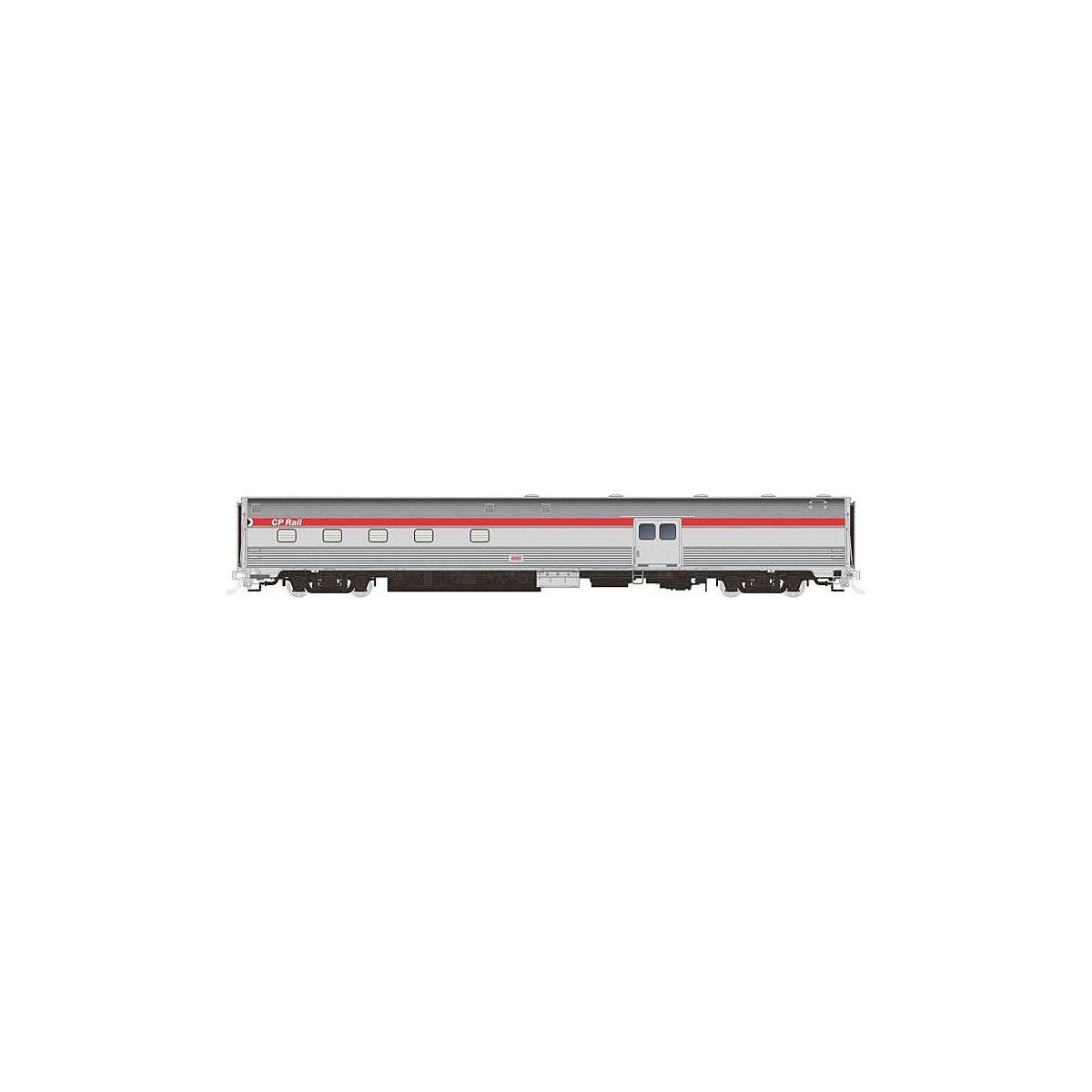 Budd Baggage-Dorm - Ready to Run -- Canadian Pacific 607 (stainless, Action Red), HO, Rapido Trains Inc 114007