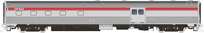 Budd Baggage-Dorm - Ready to Run -- Canadian Pacific 607 (stainless, Action Red), HO, Rapido Trains Inc 114007