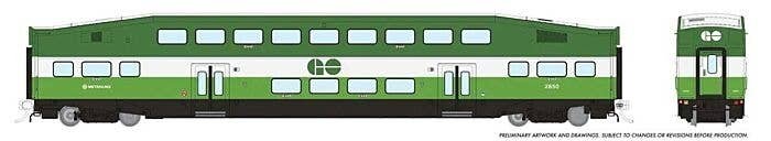 Bi-Level Commuter Coach - Ready to Run -- Go Transit/Metrolinx No Number (green, white), HO, Rapido Trains Inc 146043