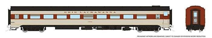 CC&F Lightweight Coach - Ready to Run - Super Continental Line(TM) -- Erie Lackawanna 1306 (gray, maroon, black, yellow), HO, Ra