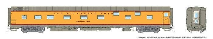 Duplex Sleeper - Ready to Run - Super Continental Line(TM) -- Milwaukee Road `Zumbro River` (1955 Armour Yellow, gray, red), HO,