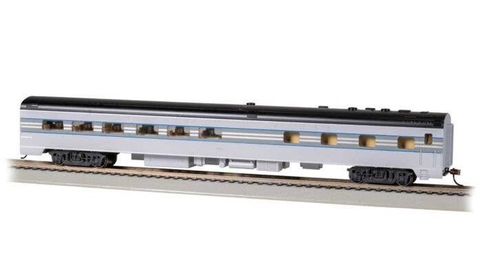 85′ Smooth-Side Diner - Lighted - Ready to Run -- New York Central 685 (1938 20th Century Ltd. Scheme, 2-Tone Gray, blue), HO,