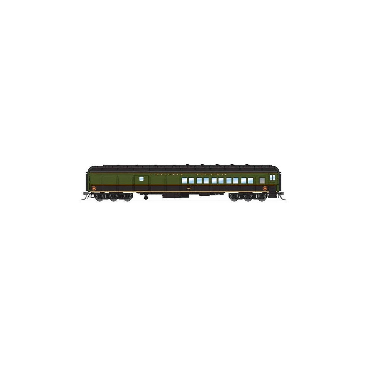 Heavyweight Coach-Baggage-Combine - Ready to Run -- Canadian National 7185 (1950s Scheme, green, black, yellow), HO, Broadway Li