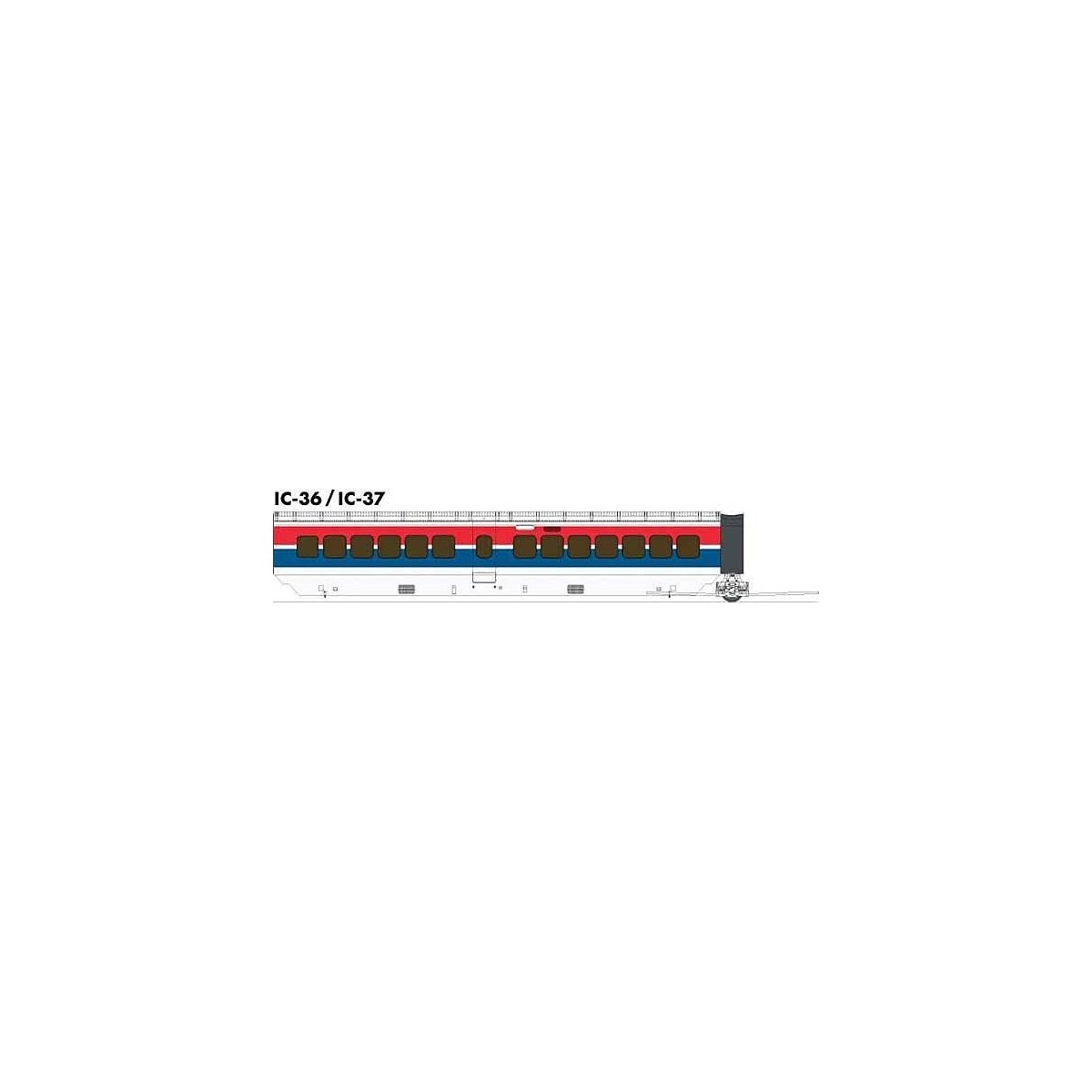 UAC TurboTrain Add-On Coach (2022 Ver.) - Ready to Run -- Amtrak (Late Scheme, white, red, blue), HO, Rapido Trains Inc 203104