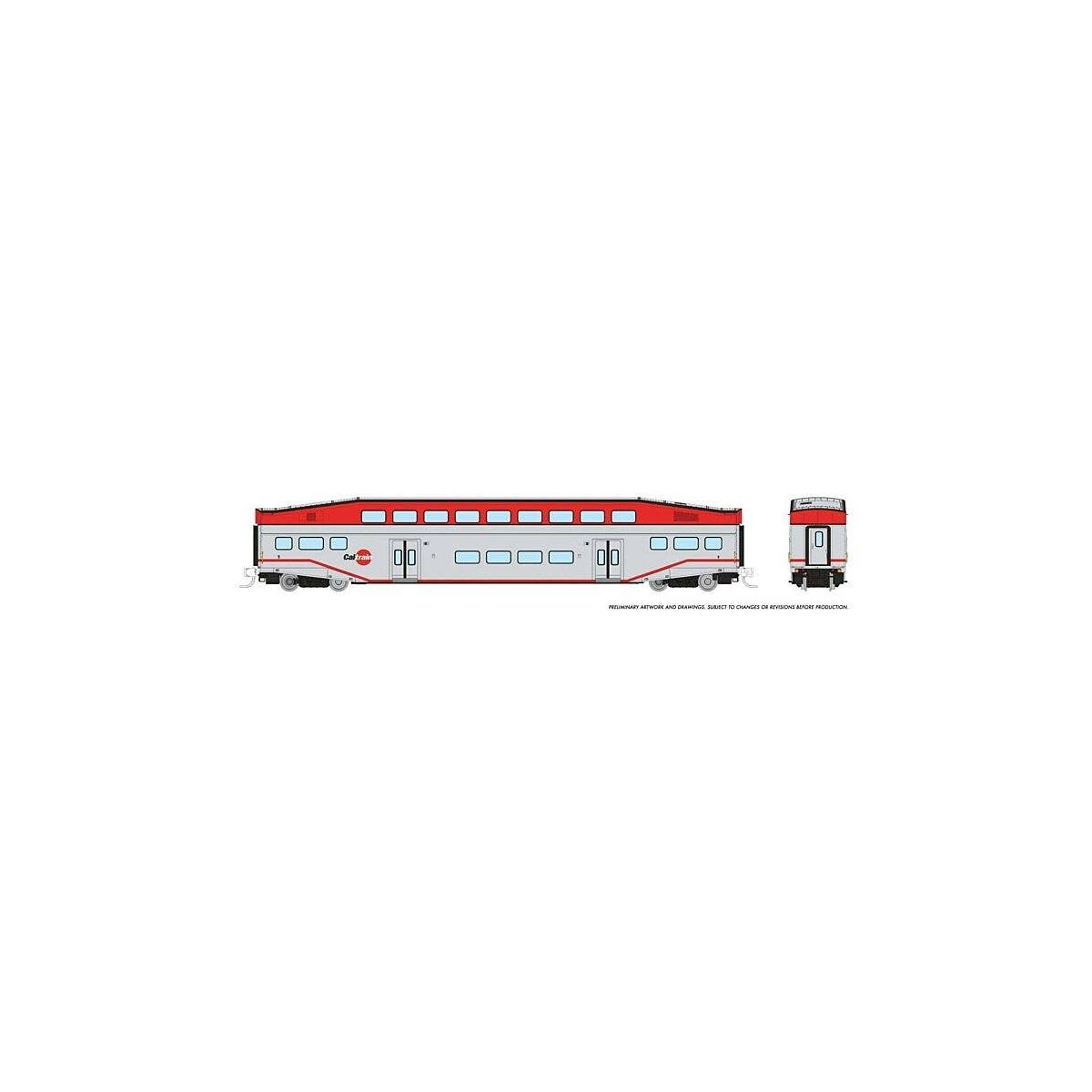 Bilevel Commuter Coach - Ready to Run -- CalTrain (silver, red), N, Rapido Trains Inc 546009A