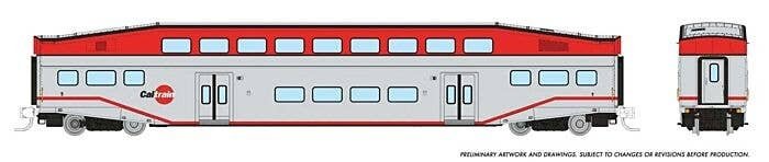 Bilevel Commuter Coach - Ready to Run -- CalTrain (silver, red), N, Rapido Trains Inc 546009A