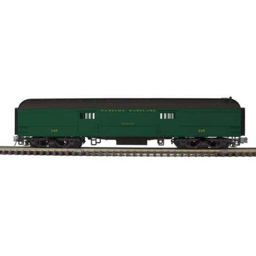 60′ Heavyweight Baggage - 3-Rail - Ready to Run - Trainman(R) -- Western Maryland (Pullman Green, black), O, Atlas O 2001331