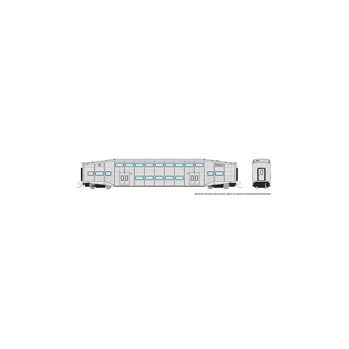 Bilevel Commuter Coach - Ready to Run -- Undecorated Early Version (Series I), N, Rapido Trains Inc 546096