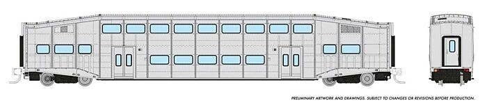 Bilevel Commuter Coach - Ready to Run -- Undecorated Early Version (Series I), N, Rapido Trains Inc 546096