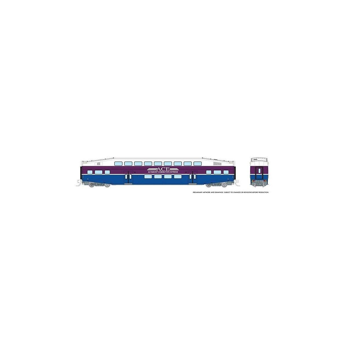 Bilevel Commuter Coach - Ready to Run -- Altamont Commuter Express (white, purple, blue), N, Rapido Trains Inc 546003A