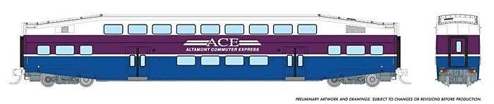 Bilevel Commuter Coach - Ready to Run -- Altamont Commuter Express (white, purple, blue), N, Rapido Trains Inc 546003A
