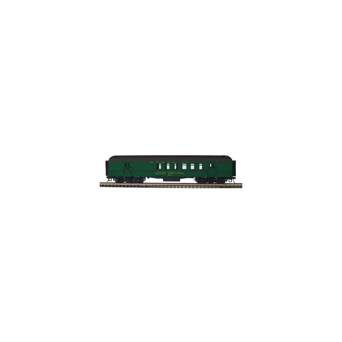 60′ Heavyweight Railway Post Office RPO - 3-Rail - Ready to Run - Trainman(R) -- Santa Fe (Pullman Green, black), O, Atlas O 2