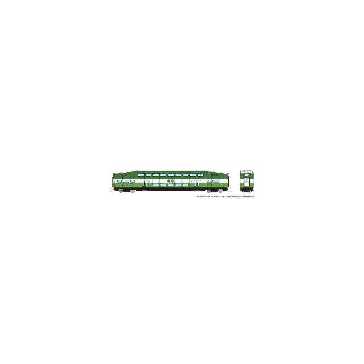 Bilevel Commuter Coach - Ready to Run -- GO/Metrolinx (green, white), N, Rapido Trains Inc 546018A