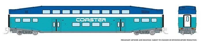 Bilevel Commuter Coach - Ready to Run -- Coaster Set (Early Scheme, blue, teal, white), N, Rapido Trains Inc 546012A
