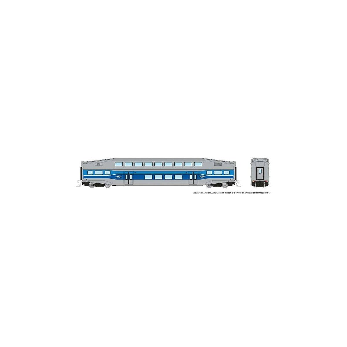 Bilevel Commuter Coach - Ready to Run -- AMT Montreal (blue, gray), N, Rapido Trains Inc 546006A