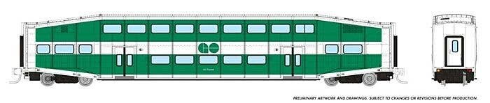 Bilevel Commuter Coach - Ready to Run -- GO Transit (green, white), N, Rapido Trains Inc 546015A