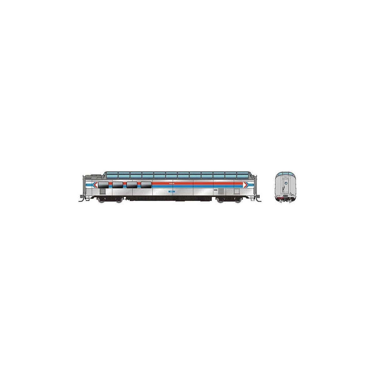 SP 3/4 Dome Lounge Smooth Sides - Ready to Run -- Amtrak 9372 (Phase 1, silver, red, blue, white), N, Rapido Trains Inc 575012