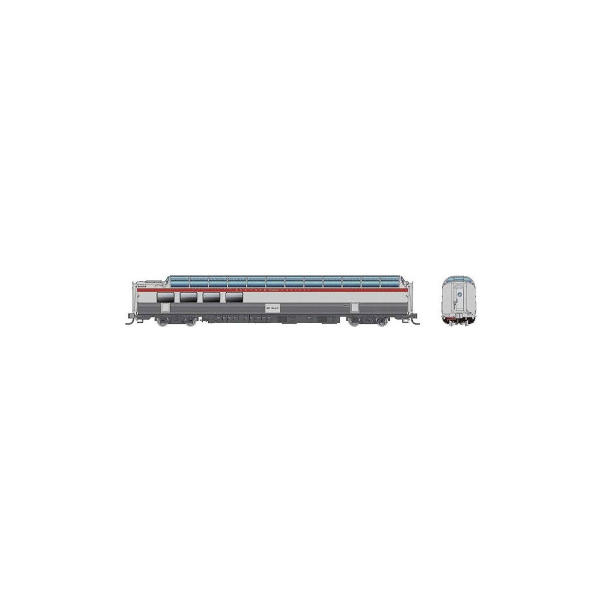 SP 3/4 Dome Lounge Fluted Sides - Ready to Run -- Southern Pacific 3603 (silver, red), N, Rapido Trains Inc 575006