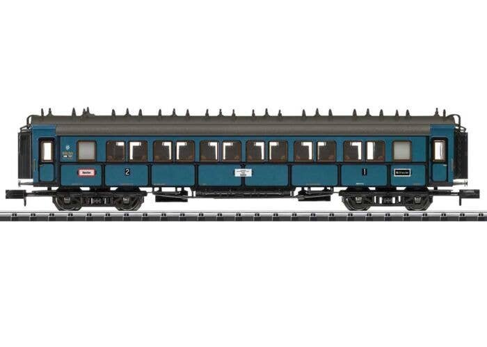 Type ABBu 1st/2nd Class Car - Ready to Run - Minitrix -- German State Railroad DR (Era II 1905 Fantasy Scheme, blue, gray), N, T