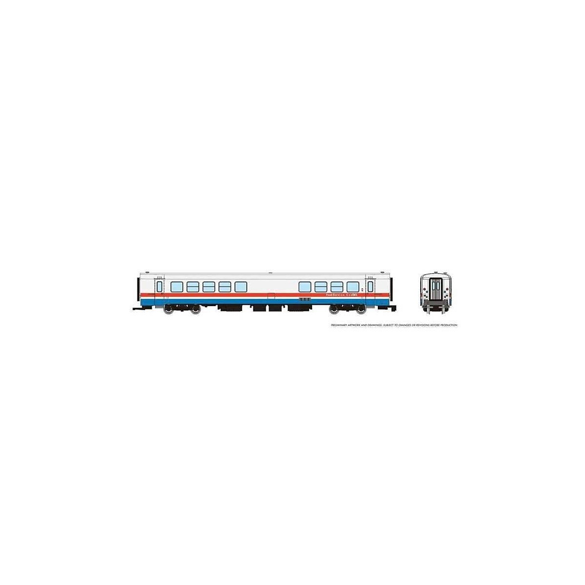 Rohr RTL Turboliner Snack Bar Coach - Ready to Run -- Amtrak 183 (Phase III Early, white, blue, red), N, Rapido Trains Inc 52510